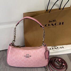 COACH Teri Shoulder Bag In Signature Canvas CV933 Dusty Pink